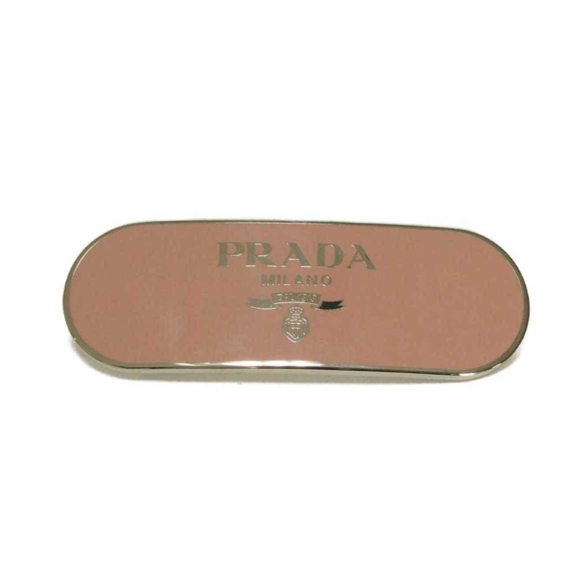 Prada Prada Barrette Logo Metal Hair Clip Enamel Pastel Pink Stainless Steel ...